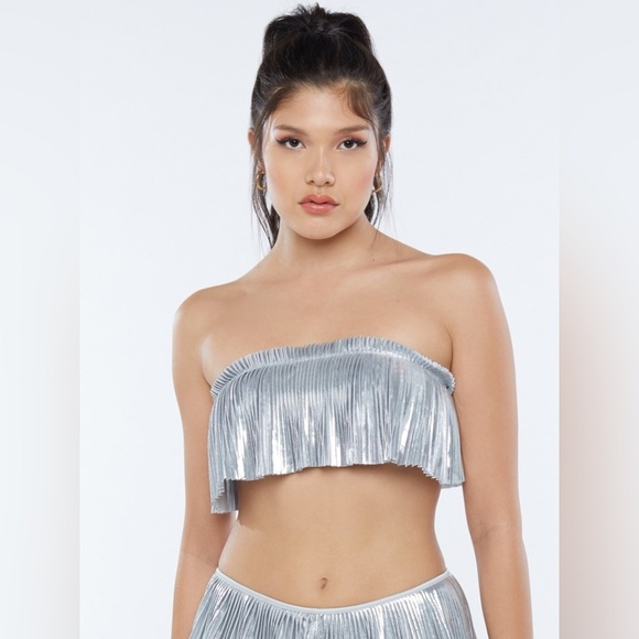 Savage X Fenty, Women's, Pleated Lamé Bandeau Bralette medium - Picture 1 of 4